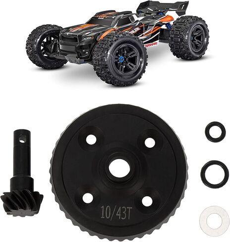 DKKY 4WD Sledge Diff Gear الجبهة الخلفية التفاضلية حفز ترس شطبة والعتاد مجموعة 43T 10T دوامة والعتاد ل 1/8 مقياس 4WD زلاجة #9579 (10/43T) in Kuwait