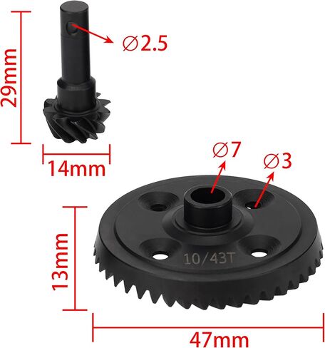 DKKY 4WD Sledge Diff Gear الجبهة الخلفية التفاضلية حفز ترس شطبة والعتاد مجموعة 43T 10T دوامة والعتاد ل 1/8 مقياس 4WD زلاجة #9579 (10/43T) in Kuwait