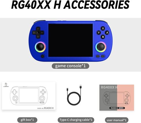 RG40XXH Handheld Game Console 4.0-in 640*480 IPS Screen 3200mAh 64Bit System Black in Saudi Arabia