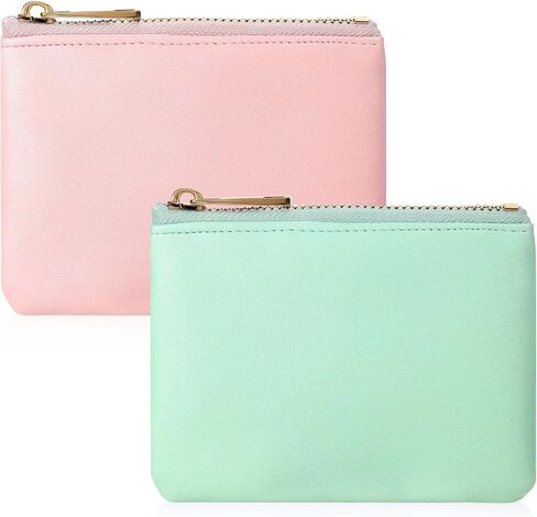 2 Pack Vegan Leather Coin Purse Pouch Change Purse With Zipper For Men Women Black in Saudi Arabia