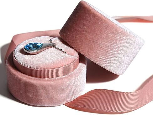Ring Box Velvet Ring Gift Box Premium Jewelry Storage Case with Elegant Silk Bow for engagement, wedding ceremony, birthday, anniversary, proposal (pink-Ring Box) in Kuwait