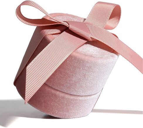 Ring Box Velvet Ring Gift Box Premium Jewelry Storage Case with Elegant Silk Bow for engagement, wedding ceremony, birthday, anniversary, proposal (pink-Ring Box) in Kuwait