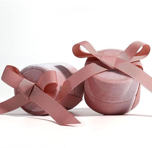 Ring Box Velvet Ring Gift Box Premium Jewelry Storage Case with Elegant Silk Bow for engagement, wedding ceremony, birthday, anniversary, proposal (pink-Ring Box) in Kuwait