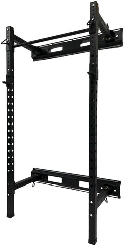 HULKFIT Pro Series 2.35" x 2.35" Folding Wall Mount Power Cage Rack with Pull Up Bar Attachments and Accessories - Multi Color in Saudi Arabia