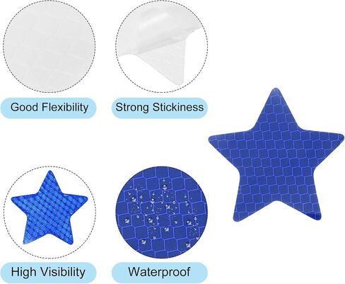 PATIKIL Reflective Stickers, 30 Pack 2.36 x 2.36 Inch Waterproof Adhesive High Visibility Night Caution Warning Star Shape Safety Tape Reflector for Trucks Trailers Cars, White in Saudi Arabia