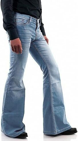 EVEDESIGN 70s Outfits Bell Bottom Pants for Men,Mens Bell Bottom Jeans Flared Jeans in Saudi Arabia