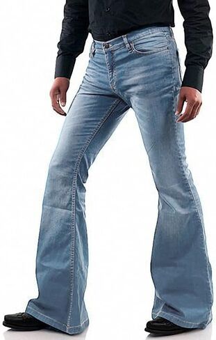 EVEDESIGN 70s Outfits Bell Bottom Pants for Men,Mens Bell Bottom Jeans Flared Jeans in Saudi Arabia