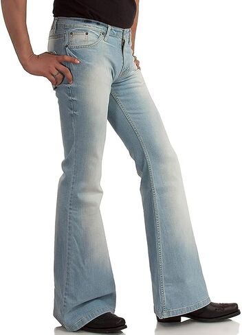 EVEDESIGN 70s Outfits Bell Bottom Pants for Men,Mens Bell Bottom Jeans Flared Jeans in Saudi Arabia