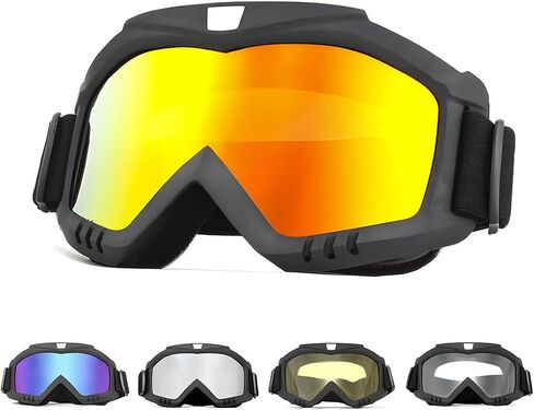 Dirt Bike Goggles, Windproof ATV Off-Road Goggle, Wide Vision Riding Motorcycle Goggles, Motorcycle Accessories (White-Colorful) in Kuwait