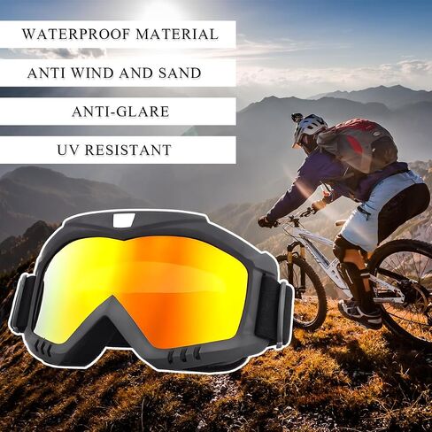 Dirt Bike Goggles, Windproof ATV Off-Road Goggle, Wide Vision Riding Motorcycle Goggles, Motorcycle Accessories (White-Colorful) in Kuwait