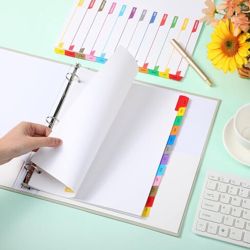 3 Sets 3 Ring Binder Dividers with Tabs 12 Month Dividers for Binders, Customizable Table of Contents Page Mouth Dividers with Multicolor Tabs in Saudi Arabia
