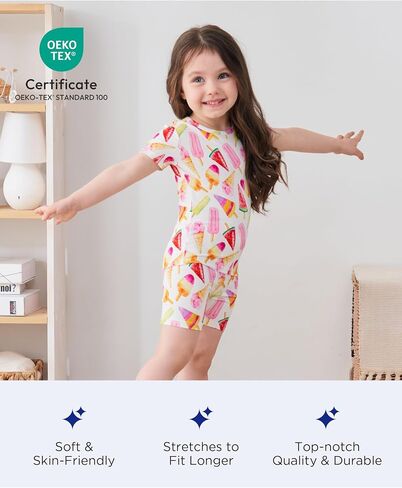 Bamboo Viscose Toddler Pajamas Sets, Kid Boy Girl Snug Fit Short Sleeve Summer Sleepwear Pjs 2pcs Set in Saudi Arabia