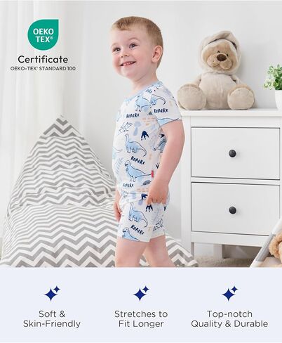 Bamboo Viscose Toddler Pajamas Sets, Kid Boy Girl Snug Fit Short Sleeve Summer Sleepwear Pjs 2pcs Set in Saudi Arabia