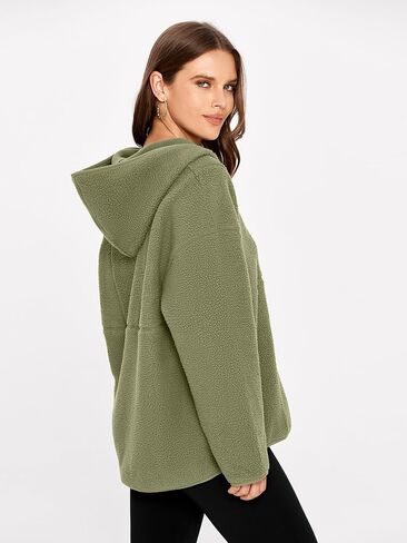 Glamaker Women's Oversized Sherpa Hoodies Fuzzy Fleece Quarter Zip Pullover Sweatshirts Fall Outfits With Pockets in Saudi Arabia