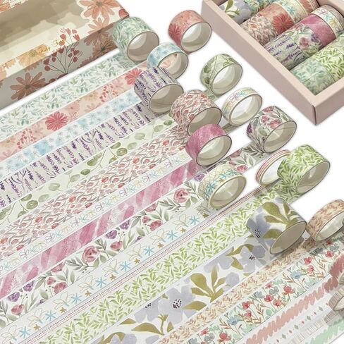 20 Rolls Washi Tape Set - Colored Masking Tape for Kids, Decorative Adhesive Art Tapes for Journaling, Scrapbooking Supplies, Planner, DIY Crafts, Party Decorations (Art) in Saudi Arabia
