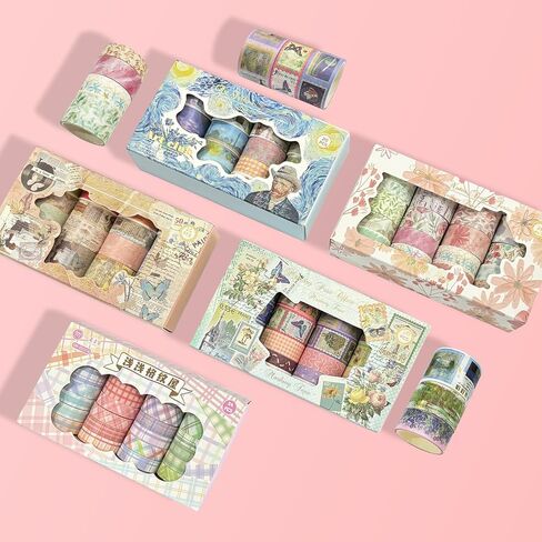 20 Rolls Washi Tape Set - Colored Masking Tape for Kids, Decorative Adhesive Art Tapes for Journaling, Scrapbooking Supplies, Planner, DIY Crafts, Party Decorations (Art) in Saudi Arabia