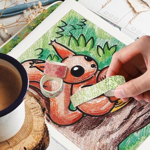 20 Rolls Washi Tape Set - Colored Masking Tape for Kids, Decorative Adhesive Art Tapes for Journaling, Scrapbooking Supplies, Planner, DIY Crafts, Party Decorations (Art) in Saudi Arabia