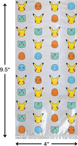 Amscan Charming Multicolor Pokemon Treat Bags - 9.5" x 4" (Pack of 16) - Perfect For Birthdays and Special Occasions in Saudi Arabia
