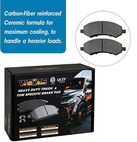 WEIZE Front +Rear Truck & Tow Brake Kit, Carbon Fiber Ceramic Brake Pads & Drilled/Slotted Brake Rotors, with Cleaner Fluid, Fit for Dodge Ram 1500 2006-2018, Durango Chrysler Aspen in Saudi Arabia