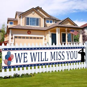 Patriotic Soldier We Will Miss You Yard Sign Banner,America Military Going Away Party Decoration