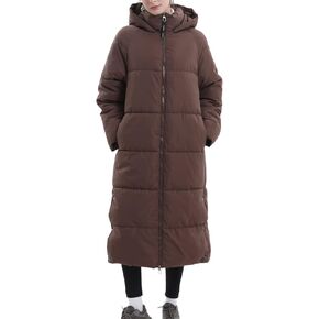 Extra Long Puffer Jackets for Women, Hooded, Thicken Warm Winter Jacket, Water Repellent, Two-Way Zipper Winter Coat