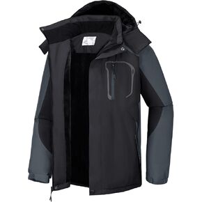 CAMEL CROWN Men's Ski Snow Jacket Waterproof Winter Snow Coat Windproof Warm Fleece Lining Hooded Parka Rain Jacket