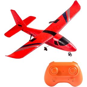 RC Plane Remote Control Airplane, 2.4GHz 2 Channel RC Airplane, Foam Fixed-Wing RC Aircraft with Gyro, DIY Easy to Fly RC Glider with 2 Batteries for Kids and Adults, Beginners (Red), QF002