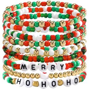 Handmade Halloween Multi-layered Beaded Bracelet for Women Black Orange Purple Colorful Halloween Thanksgiving Christmas Gifts Elastic Funny Pumpkin Ghost Halloween Bracelet