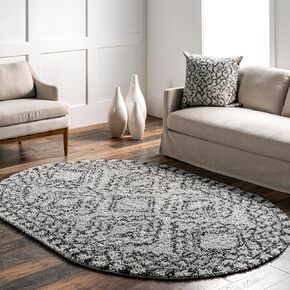 nuLOOM Vasiliki Moroccan Shag Tasseled Accent Rug, 3' x 5' Oval, Off-white