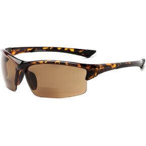Readers.com Reading Sunglasses: The Roster Bifocal Reading Sunglasses Plastic Sport & Wrap-Around Style for Men and Women - Tortoise with Amber, 1.50