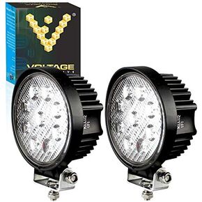 LED Pods Spot Flood Light 4" 27W Round Work Light 6000K for Tractor Bulldozer UTV Golf Cart Boat Off Road Truck Jeep SUV ATV (2x Spot Lights)