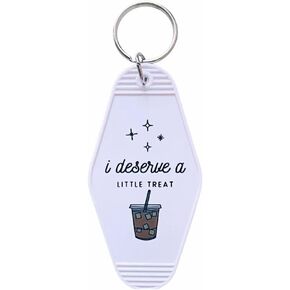 I Deserve A Little Treat Coffee Keychain Coffee Lover Key Ring for Women Men Coffee Lover Gift
