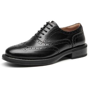 BEAU TODAY Women's Oxford Shoes, Leather Wingtip Brogue Oxfords for Women, Lace Up Saddle Oxfords for Women, Comfortable Casual Business Office Work Shoes, Dress Vintage Oxfords Shoes