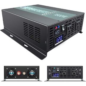 WZRELB 1500W Continuous Pure Sine Wave Inverter DC 12V to AC 120V Car Power Inverter with Dual AC Outlets