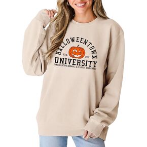 Women's Halloweentown Sweatshirt Halloween Town University Crewneck Top Spooky Season Oversized Pullover Clothes