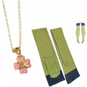 Kanroji Mitsuri Socks Anime Mitsuri Kanroji Cosplay Necklace Earring Pendant Costume Prop Accessories 3Pcs
