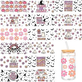 Jetec 15 Sheets Christmas UV Dtf Cup Wrap Transfer Sticker Xmas Glass Stickers for Cups Waterproof Rub on Transfers Gingerbread Man Elk Mug Sticker Decals for Crafting DIY Merry Christmas Holiday Vibe
