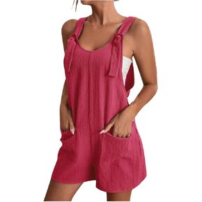 Women's Summer Casual Sleeveless Rompers Casual Rompers for Women Dressy Rompers with Pocket Womens Overalls Sleeveless Loose Spaghetti Strap Jumpers Cute Rompers for Women Maternity Romper Purple
