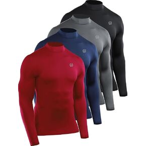 NELEUS 4 Pack Men's Workout Long Sleeve Shirts Compression Dry Fit Muscle Tops