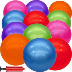 12 Pcs 9 Inch Inflatable Bouncy Balls with Hand Air Pump for Indoor Outdoor Play Balls