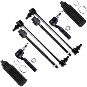SCITOO 8-PC SET Suspension Kit For 2004-2012 For Chevy For Malibu 2007-2009 For Saturn Aura 2005-2010 For Pontiac G6 Front Inner Outer Tie Rod End Sway Bar End Link 11.8 Inch Steering Boot