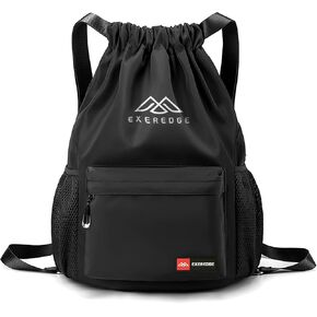 Drawstring Backpack for Women Men Sport Gym Bag Water Resistant Backpack Sandproof Beach Bag With Mesh Pockets (Green)