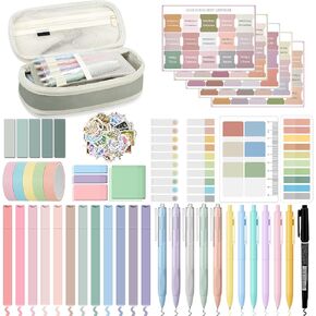 98 Pcs Bible Study Supplies Aesthetic Supplies Bible Journaling Kit Book Annotation Aesthetic Bible Highlighters Notes Gel Pens Pencil Case for Office Christian Gifts for Christmas(Pink)