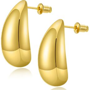 ​UNIQUEYOO Chunky Gold Earrings and Silver Hoop Earrings for Women, 18k Gold Plated Huggie Hoop Earrings Dainty Jewelry Gifts for Women，Hypoallergenic
