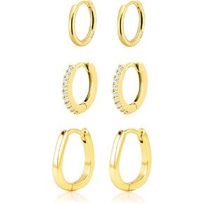 Small Gold Hoop Earrings Set for Women Dainty 14K Real Gold Plated Huggie Hoop Earrings for Women Cute Hypoallergenic Earrings Sets for Multiple Piercing Jewelry Gifts