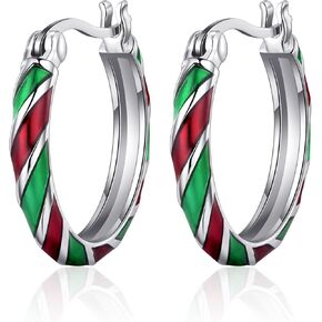 Christmas Hoop Earrings for Women Red Green White Small Hoops Earrings Christmas Jewelry for Women
