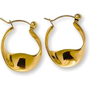 14k Gold Plated Hoop Earrings for Women - Chunky, Trendy, Lightweight, Hypoallergenic Statement Gold Hoop Earrings with 925 Sterling Silver Post - Tarnish Free Gold Jewelry