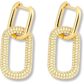 14k Gold Plated Hoop Earrings for Women - Chunky, Trendy, Lightweight, Hypoallergenic Statement Gold Hoop Earrings with 925 Sterling Silver Post - Tarnish Free Gold Jewelry