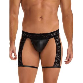 ohyeahlady G-String Thong Underwear for Mens Lace 3D Pouch T-Back Sexy Panties Briefs Black Jock Strap Lingerie for Men