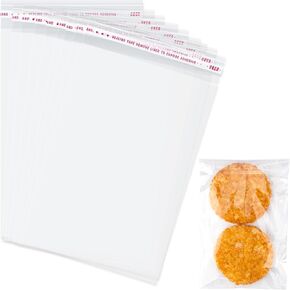 Cellophane Bags Self Adhesive, 5"x7" Self Sealing Cellophane Treat Bags, 100 PCS Cookie Bags with Seal, Plastic Clear Gift Bags Candy Bags Snack Bags for Packaging For Valentines Easter Party Favors